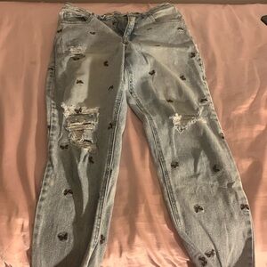 High waisted regular fit, light wash jeans